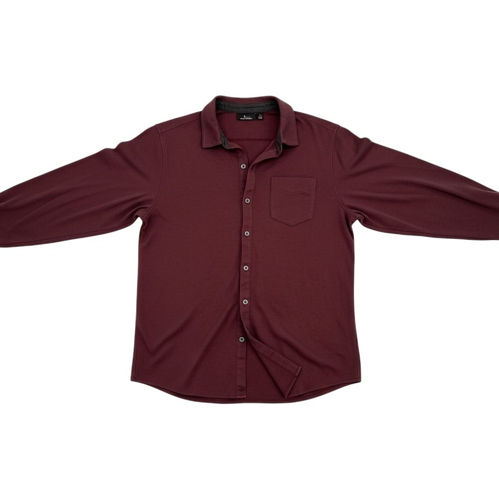 Marc Anthony Men's Button Down Shirt Slim Fit Long Sleeve Burgundy Maroon Large